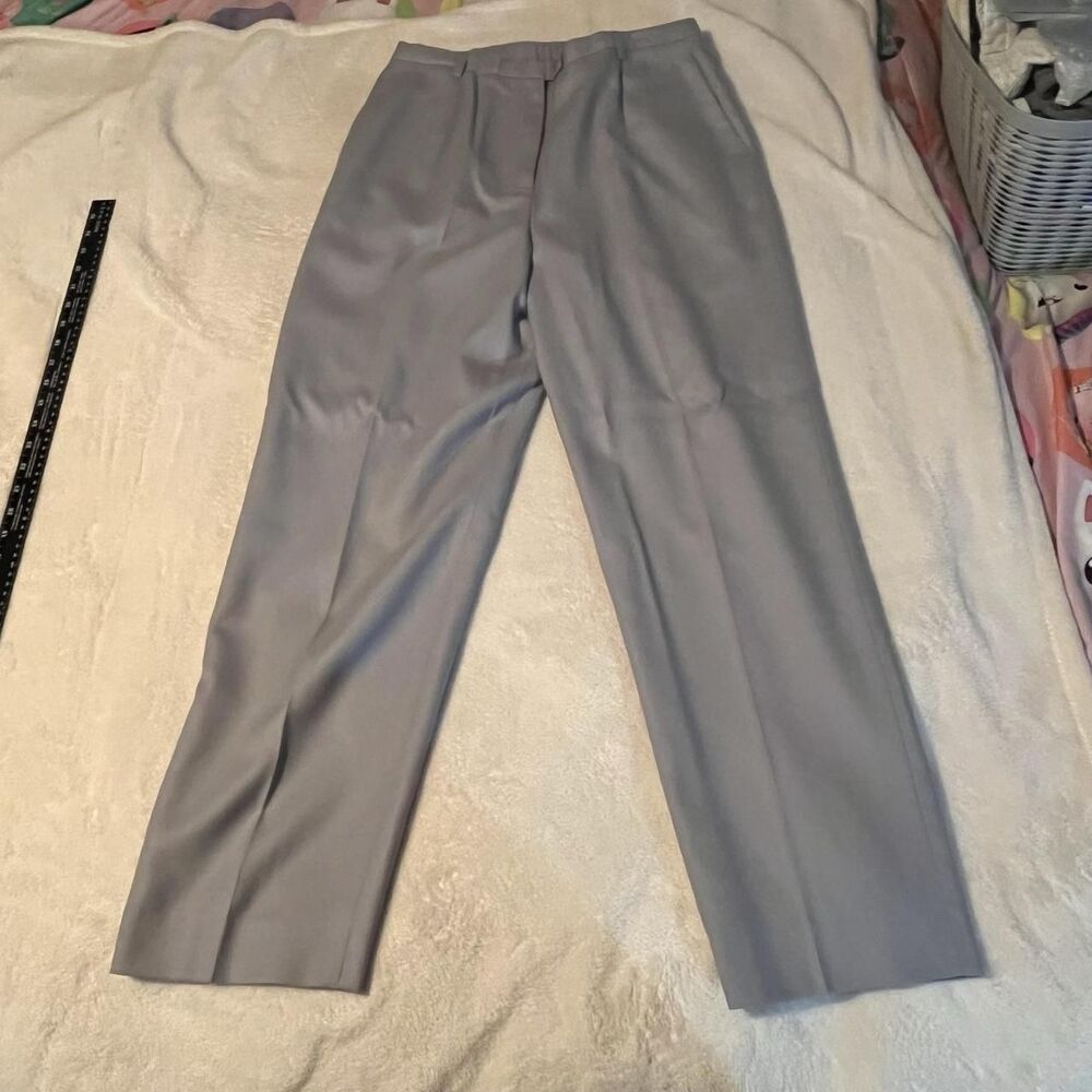 Pendleton Pants Women 12 Gray Dress Twill Wool Pleated Lined Pockets Zip